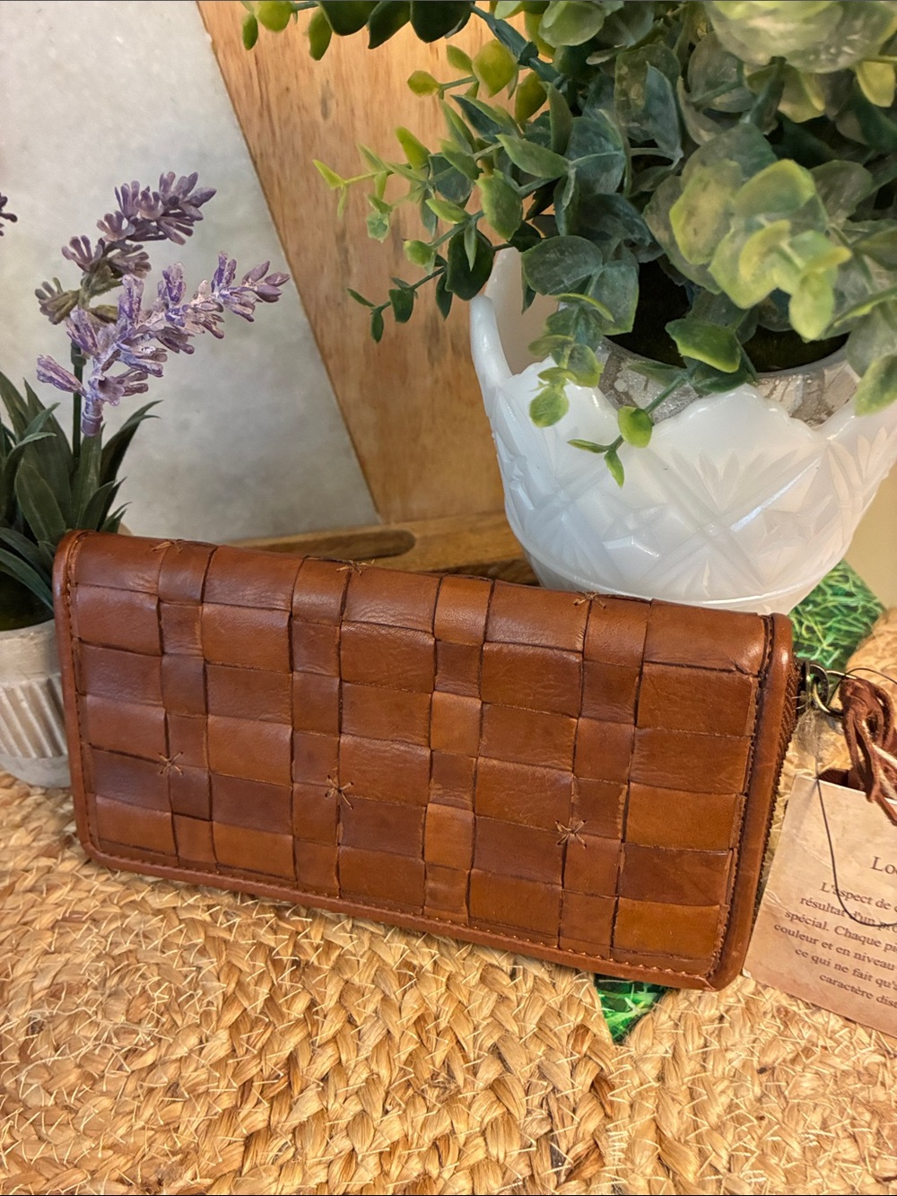 Brown Woven Leather Wallet